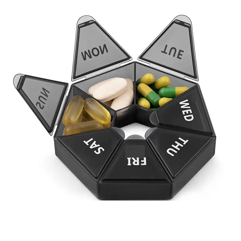 7 Days Pill Storage Box Mini Travel Portable Medicines Dispenser Box Multifunction Plastic Seven Compartment Sealer Box Mini Small Pill Box Pills Case