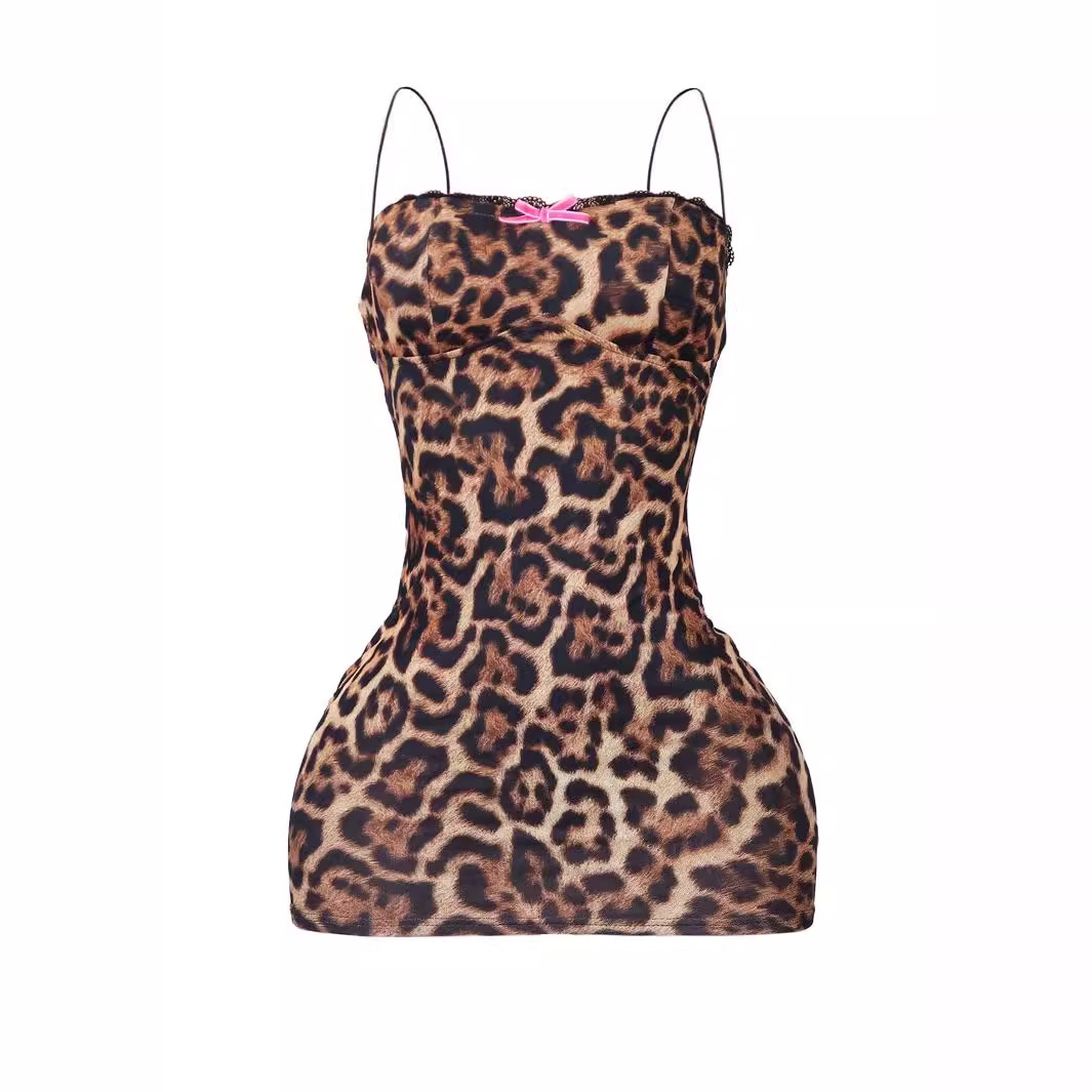 Designer T Shirt Summer New Cross Border European And American Leopard Print Slim Fit Bodycon Sexy Hot Girl Dress Fashion Printed Short Dress Essentia