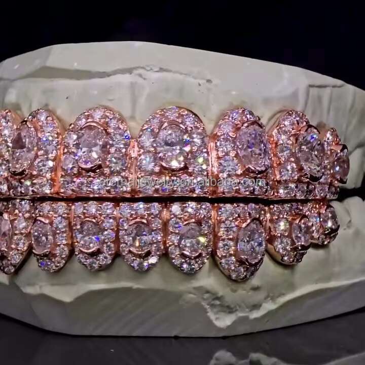 Flawless BBHoneymoon Set Diamond Rose Gold Factory Custom Top10 Bottom 10 S925 Silver D VVS Moissanite Diamond Teeth Grillz