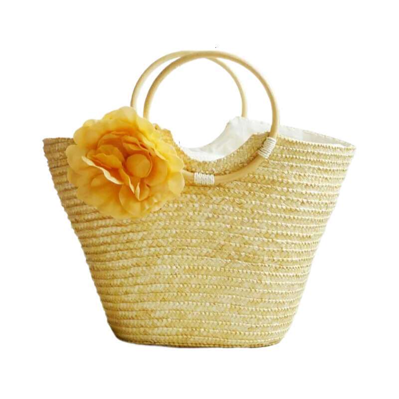 Flower Summer Beach Bag Wheat Pole Weave Women's Handbag Bohemian knitting Straw Bags High Capacity Female Top Handle Totes