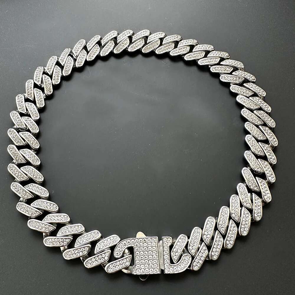 19mm topquality 316l stainless steel cuban chain necklace for men women full bling zircon goth hip hop jewelry free shipping