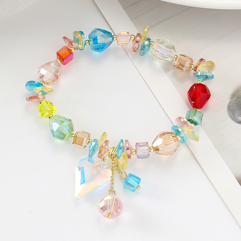 Colorful Small Fresh Crystal Bracelet, Female Forest Fairy Love Pendant, Hand String