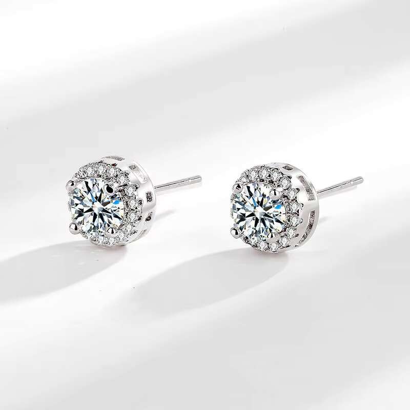 925 Sterling Silver Moissanite Earrings VVS Quality Fashionable Gold-Plated Screw Back Stud Hypoallergenic Jewelry