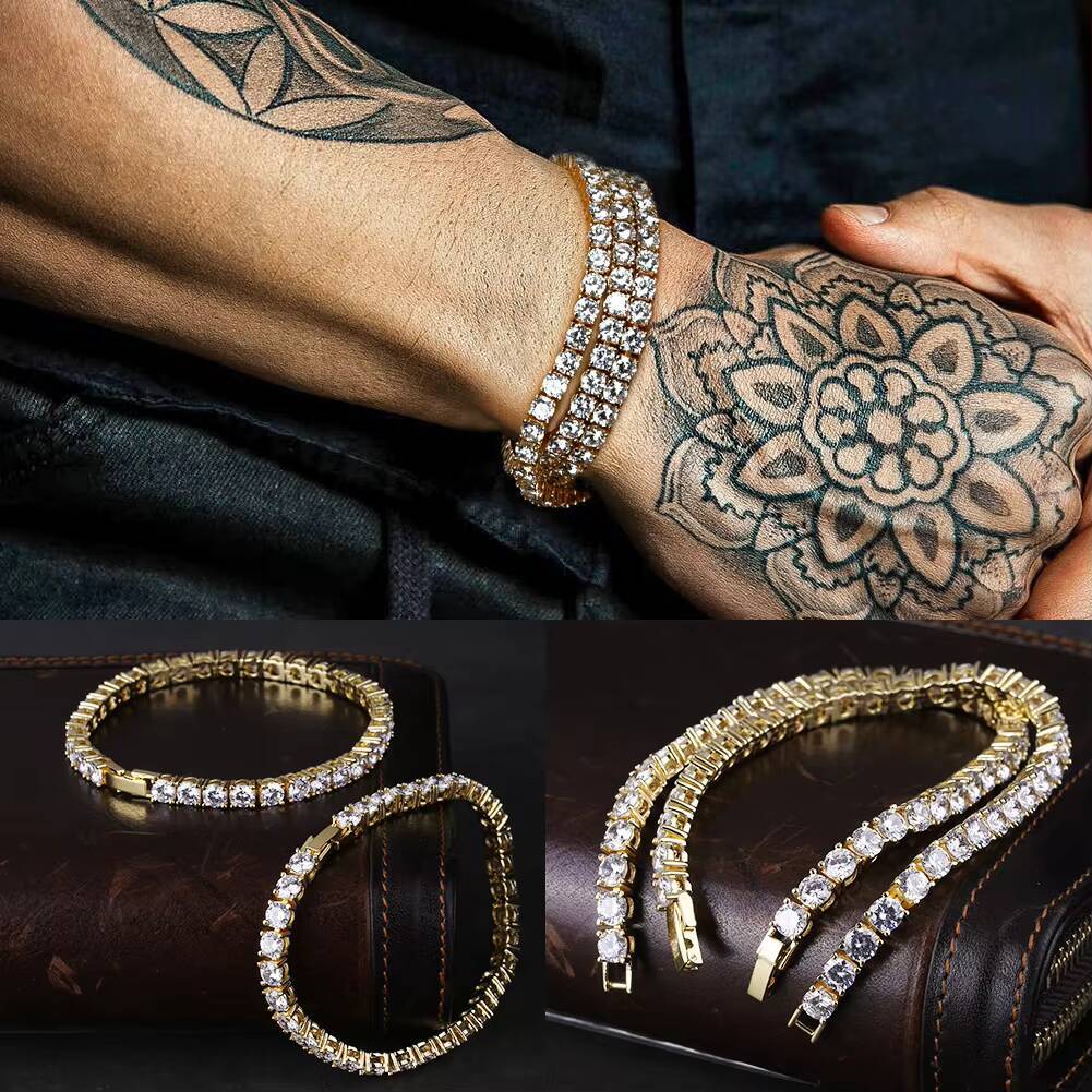 High Quality Sterling Sier Cacoxenite Tennis Chain Bracelet Unisex