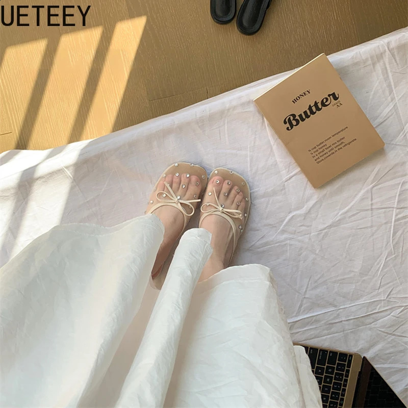 Summer Butterfly-knot Women Mules Slippers Shoes Fashion Cover Toe Shoes Casual Street Style Slides Shoes 250528