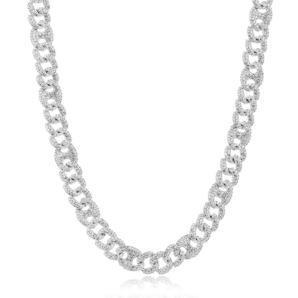 New production of pure sier personalized chain design fashion jewelry zircon Cuban men's necklace