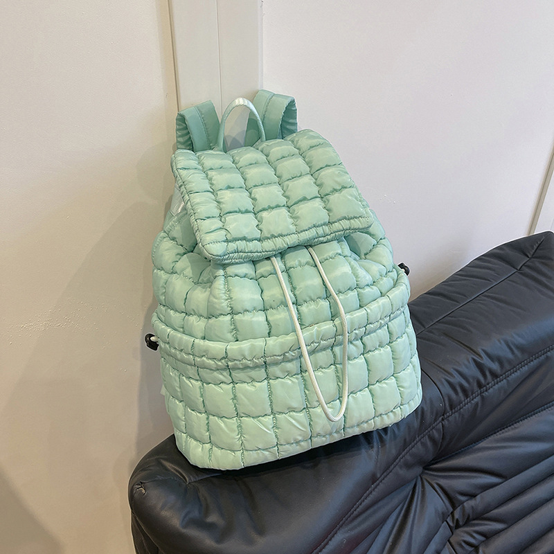Free Shipping Down Pleated Backpack Women's Bag European And American Cloud Bag New Large Capacity Simple Grid Puff Bag Designer Outdoor Leisure 