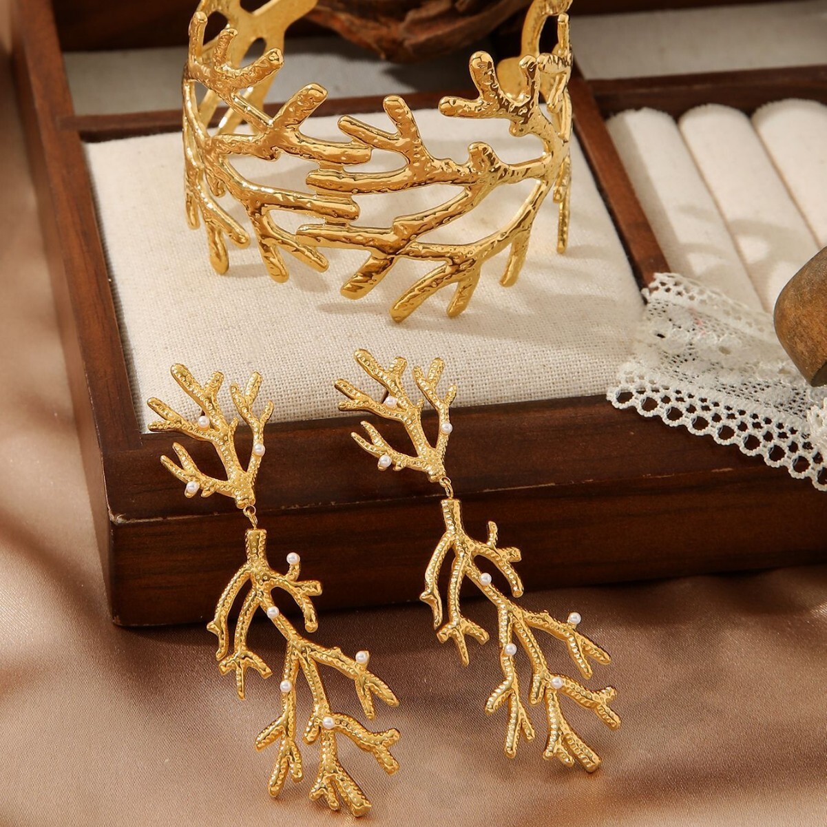 Style Internet Celebrity Irregular Coral for Women High-end Summer Stainless Steel Bracelet Jewelry