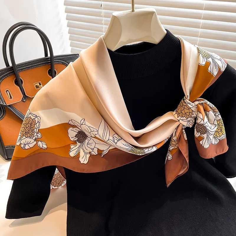90*90cm Square Silk Scarf Women Fashion Print Neck Hair Hand Kerchief Bandana Shawl Neckerchief Hairband Ribbon Foulard Headband W250602