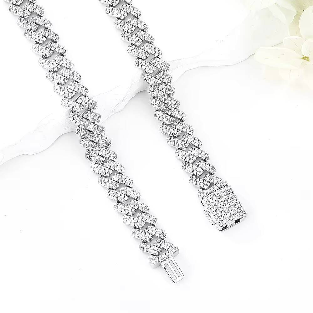 Fine jewelry necklace design popular hip-hop style pure sier Cuban chain