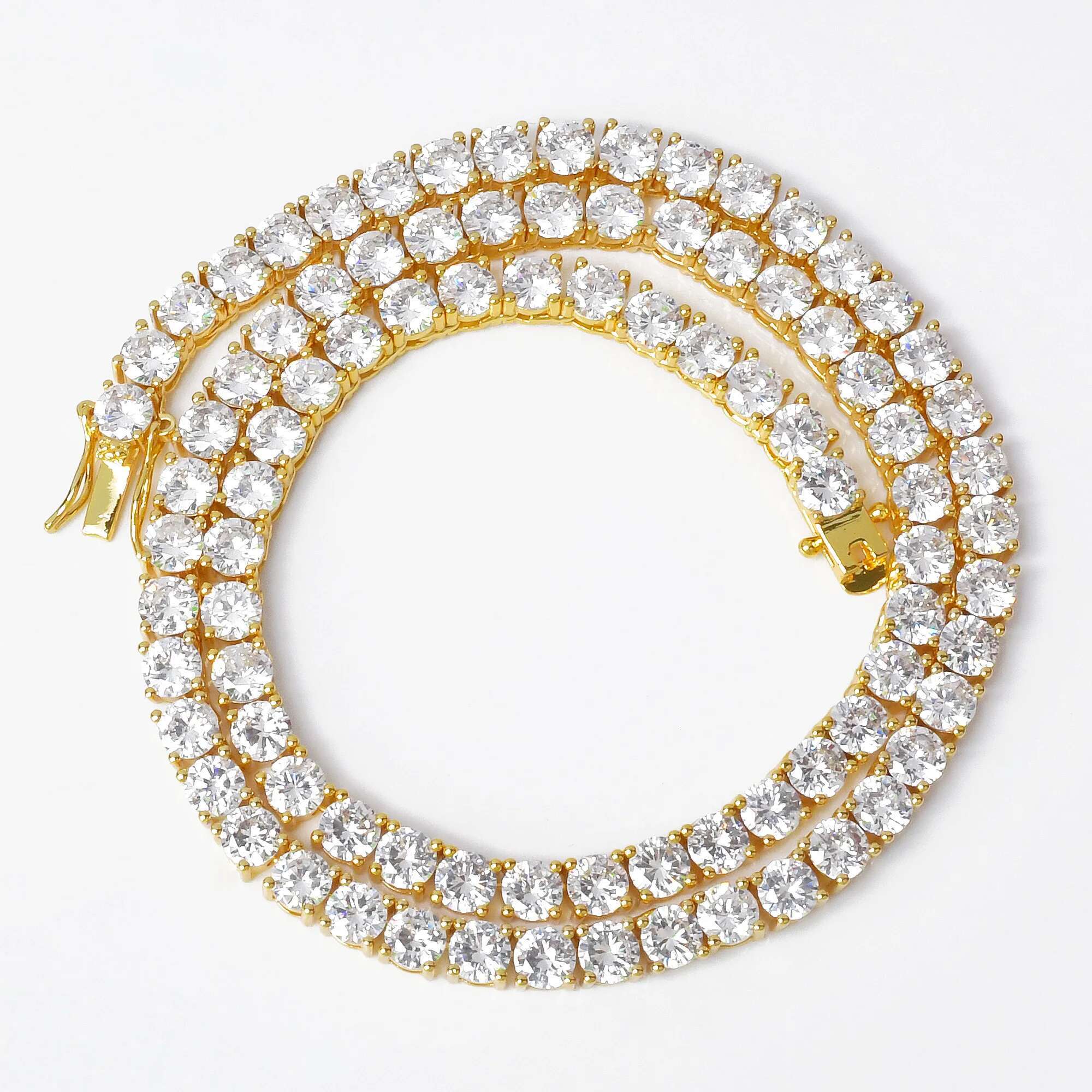 Aokaishen Tennis Chain Men Necklace Real Gold Plated Hip Hop Rock Street Jewelry Iced Out Charms Free Shipping Items Christmas