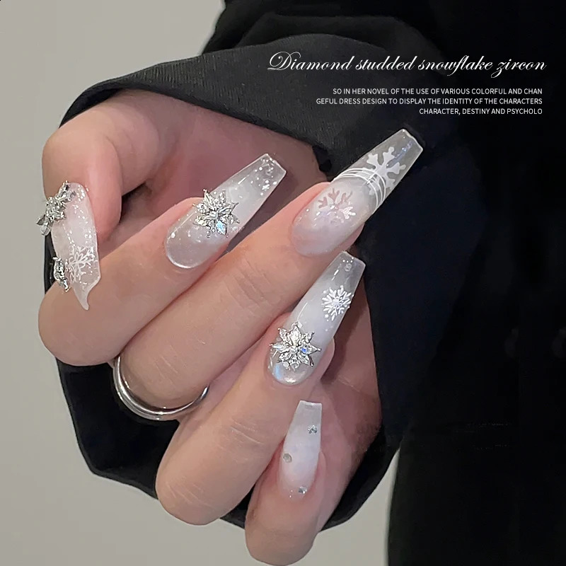 10pcs Years nail art snowflake zirconium diamond jewelry autumn and winter super shiny rhombus pearl nail decoration 250528