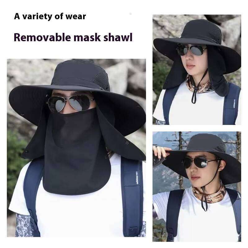 Summer Outdoor Activities Men's Detachable Full Face Waterproof Denim -- Fishing Jungle Hiking Sun Hat
