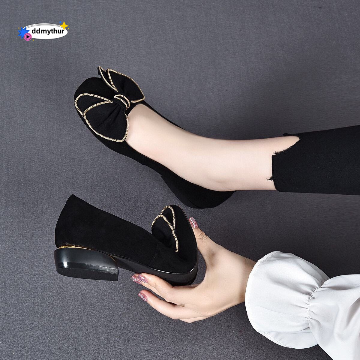 Woodpecker Leather Chunky Single for Women 2023 New Summer Shallow Mouth Flat Shoes Matte Soft Surface Mid Heel ddmythur