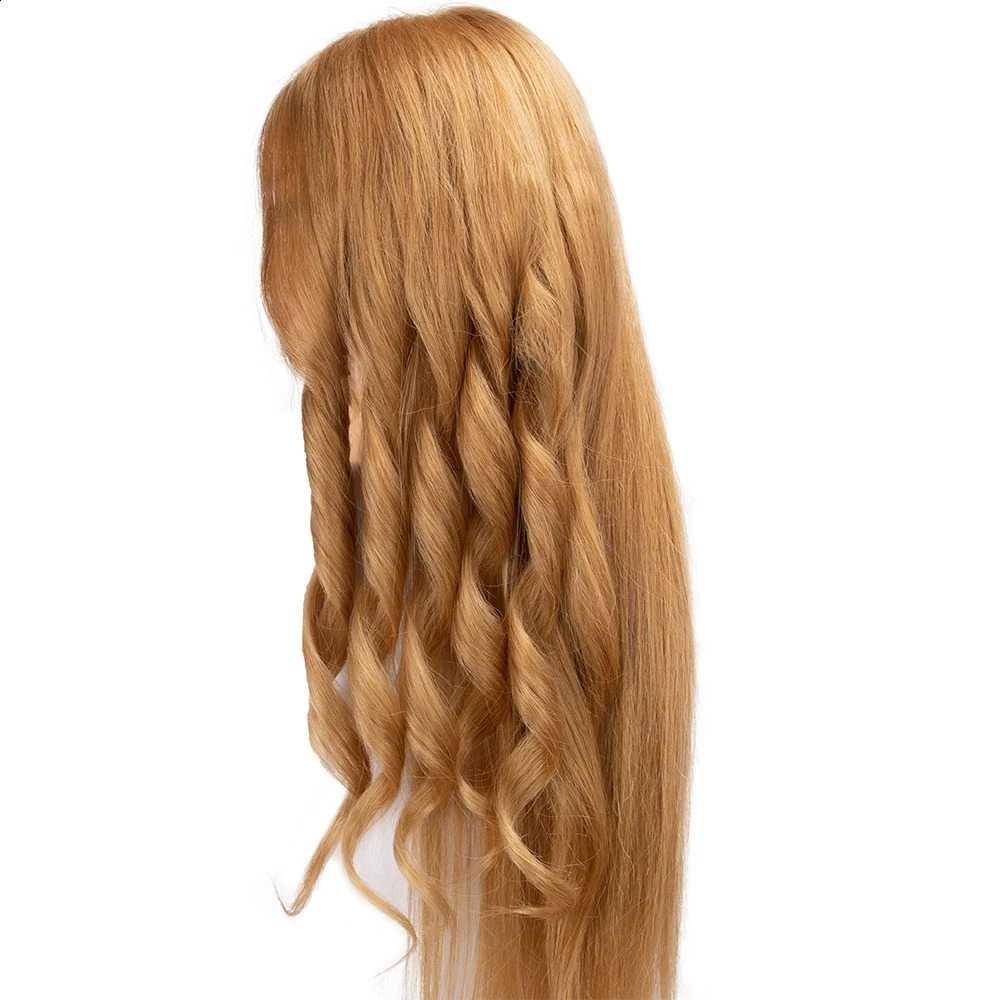 60 cm With Long 85% Real Hair Female Mannequin Training Head Styling Head Dummy Dolls Manikin Head For Hairdressers Hairstyles 250529