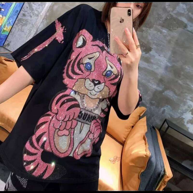 Dia Stamping Tiger Letter Design Women's T-shirt Street Personality Y2K Fashion Plus Size Tops Summer New T-shirts