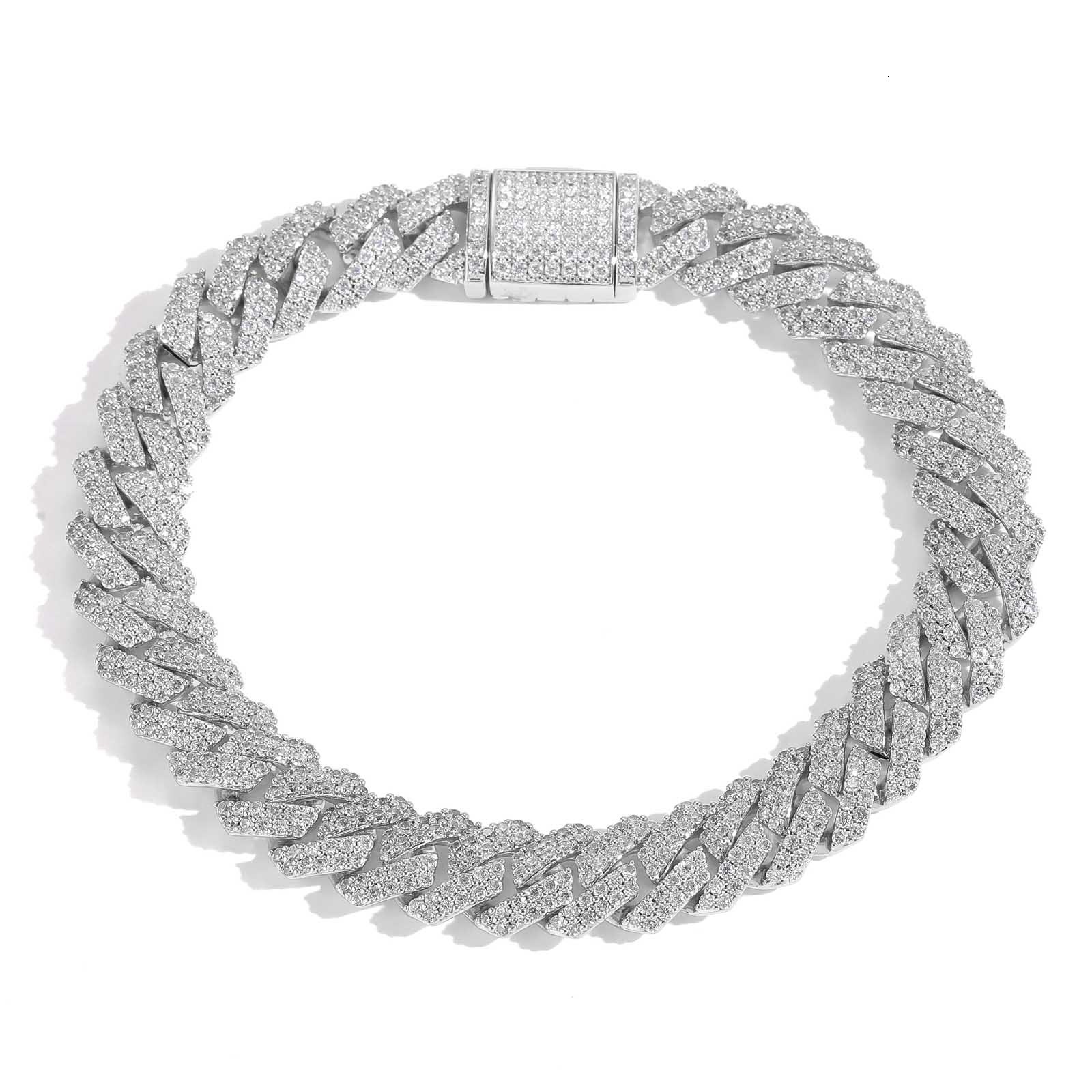 Hip hop 10mm diamond Cuban chain inlaid with Moissanite mens bracelet trendy brand personalized Moissanite bracelet moissanite