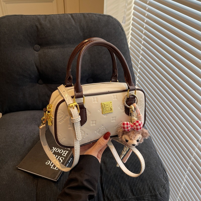 New color blocked women's handbag embossed bowling bag French multifunctional crossbody bag designer women's shoulder bag