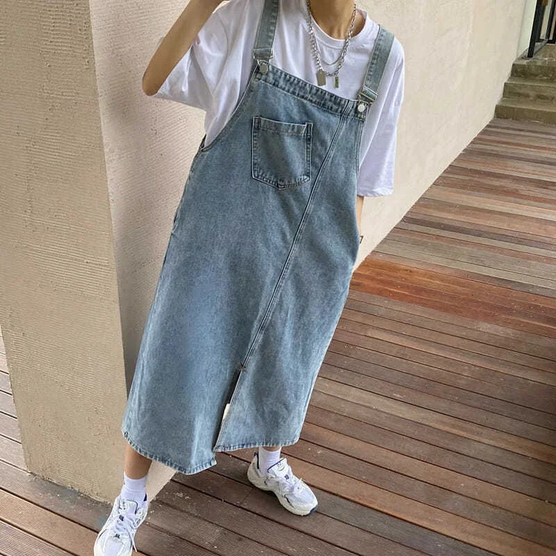 Spring Summer Denim Overall Dress Women Sleeveless Jeans Dresses Fashion Female Solid Slip Casual Loose Spaghetti Strap Dresses 250529