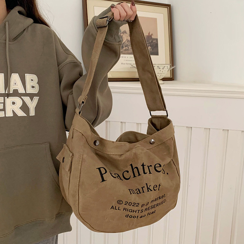 designer Letter Canvas Bag for Women Summer 2025 New Trendy Fashion Tote Bag for Students Large Capacity Crossbody Bag