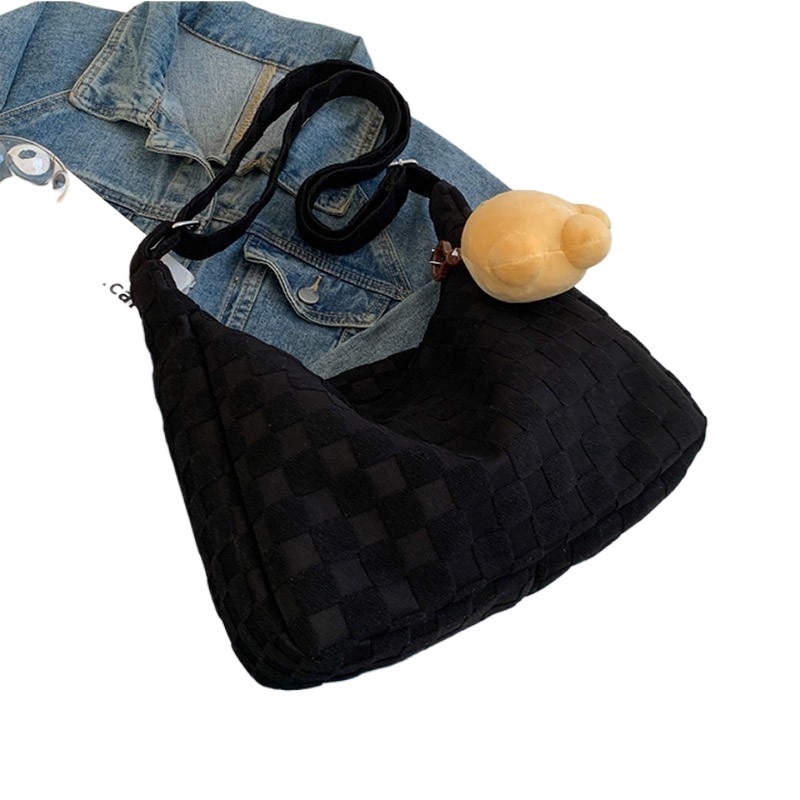 designer Ins Style Large Capacity Canvas Bag for Women Korean Version Literary Single Shoulder Handheld Tote Bag for Female College Students Class Cro