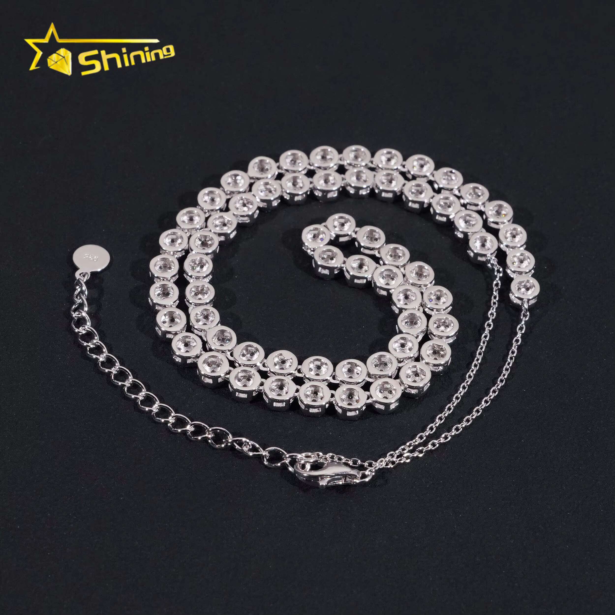 Fine Jewelry Ladies Necklace Men Women 925 Silver 4.4MM Width Moissanite Tennis Necklace Custom Hip Hop Iced Out Necklaces