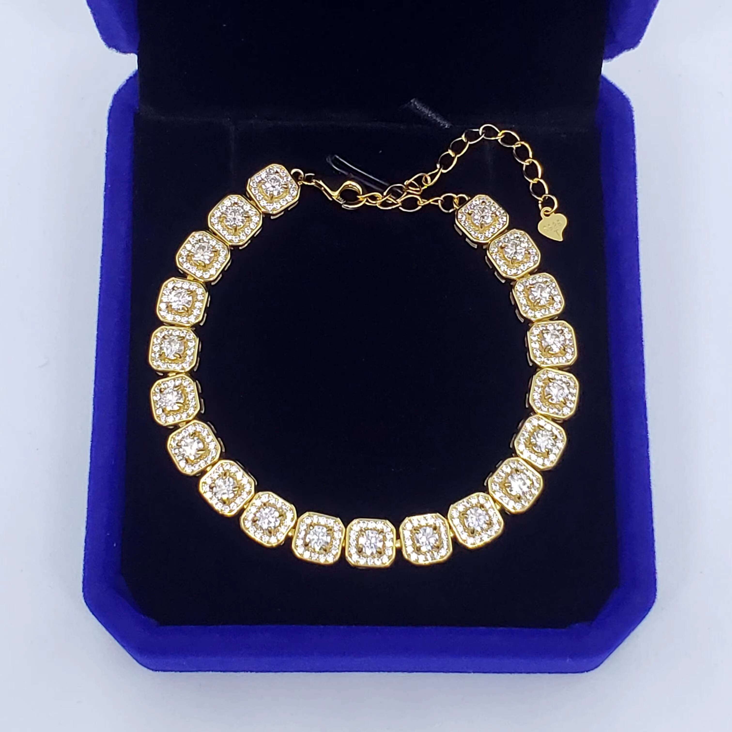 DecoraVS 3mm Ice Sterling Sier Sparkling Silicon Tennis Bracelet Chain