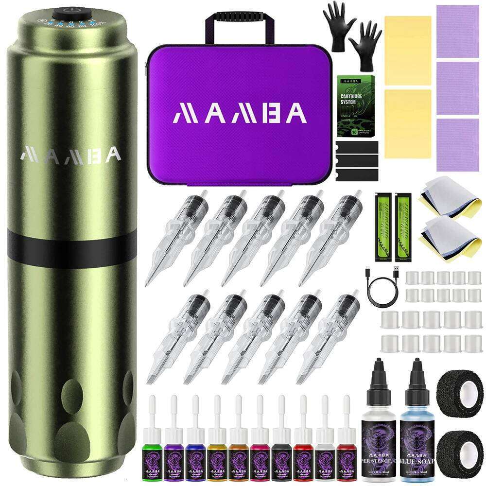 Wireless Hine With Mixed 10Pcs Cartridge Needles Paint Pen Set For Tattoo Beginner Artis