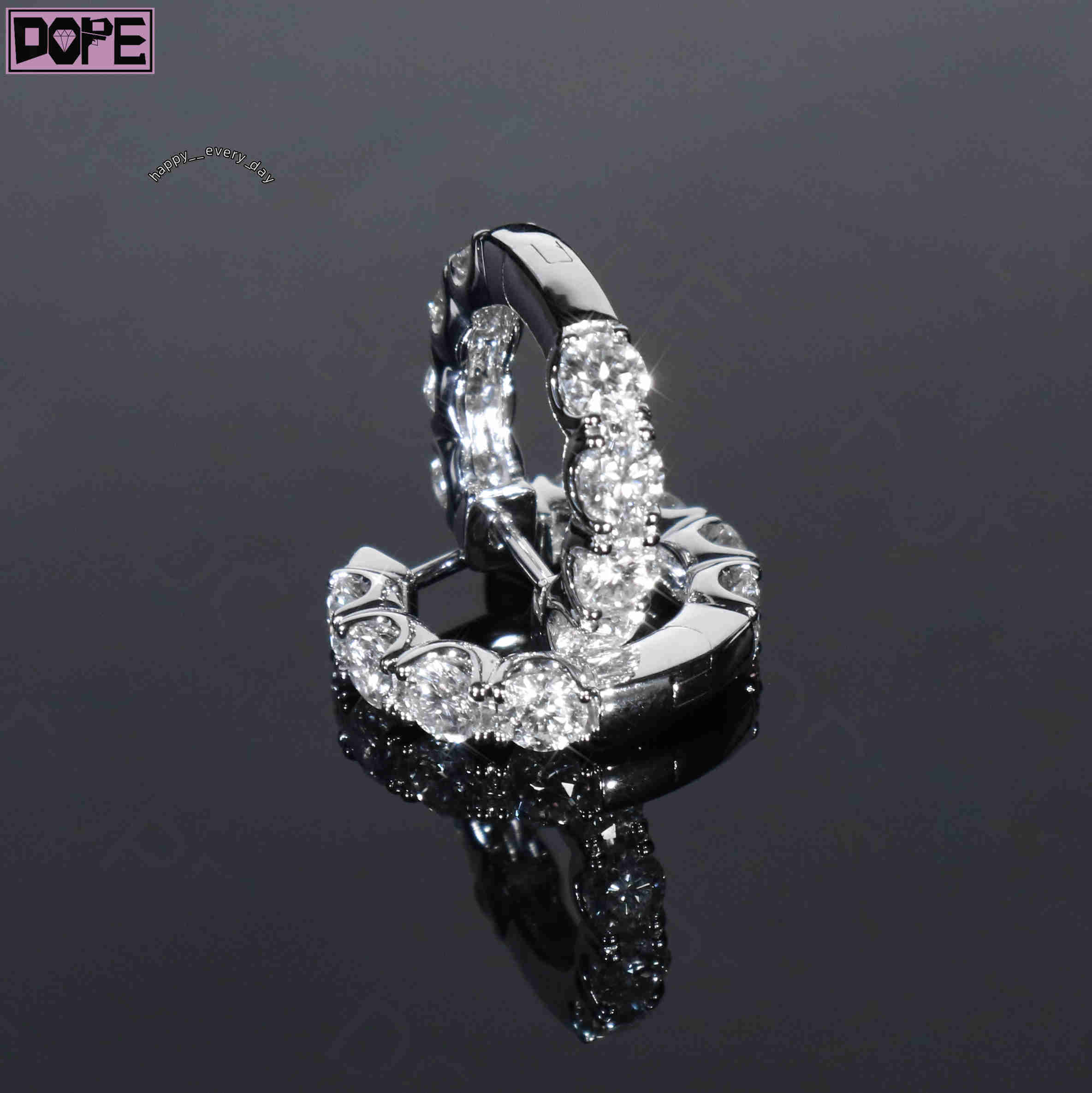 Fine Jewelry Moissanite Earrings Huggies 925 Silver VVS Iced Out GRA Certified Men Women Hoop Earring