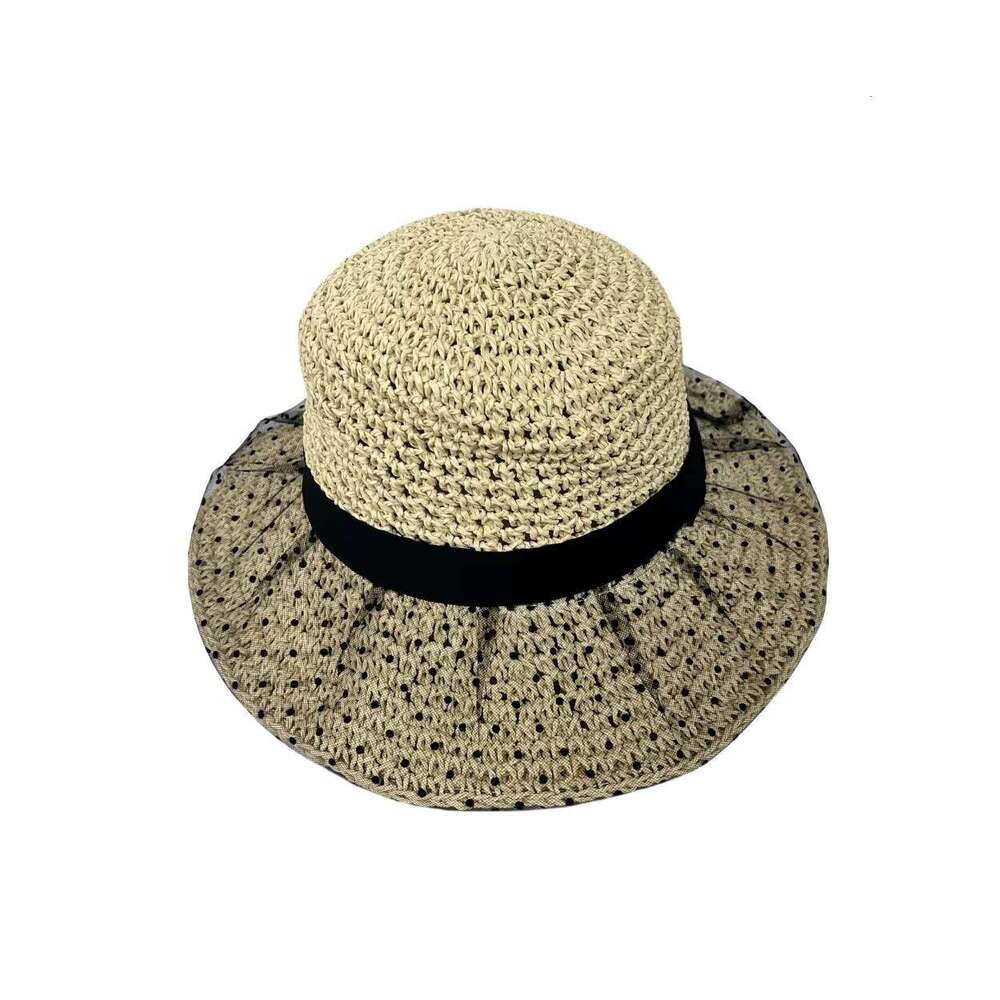 New Arrival Boho Braided Large Brim Women Small Incense Net Gauze Straw Travel Beach Foldable Sun Hat