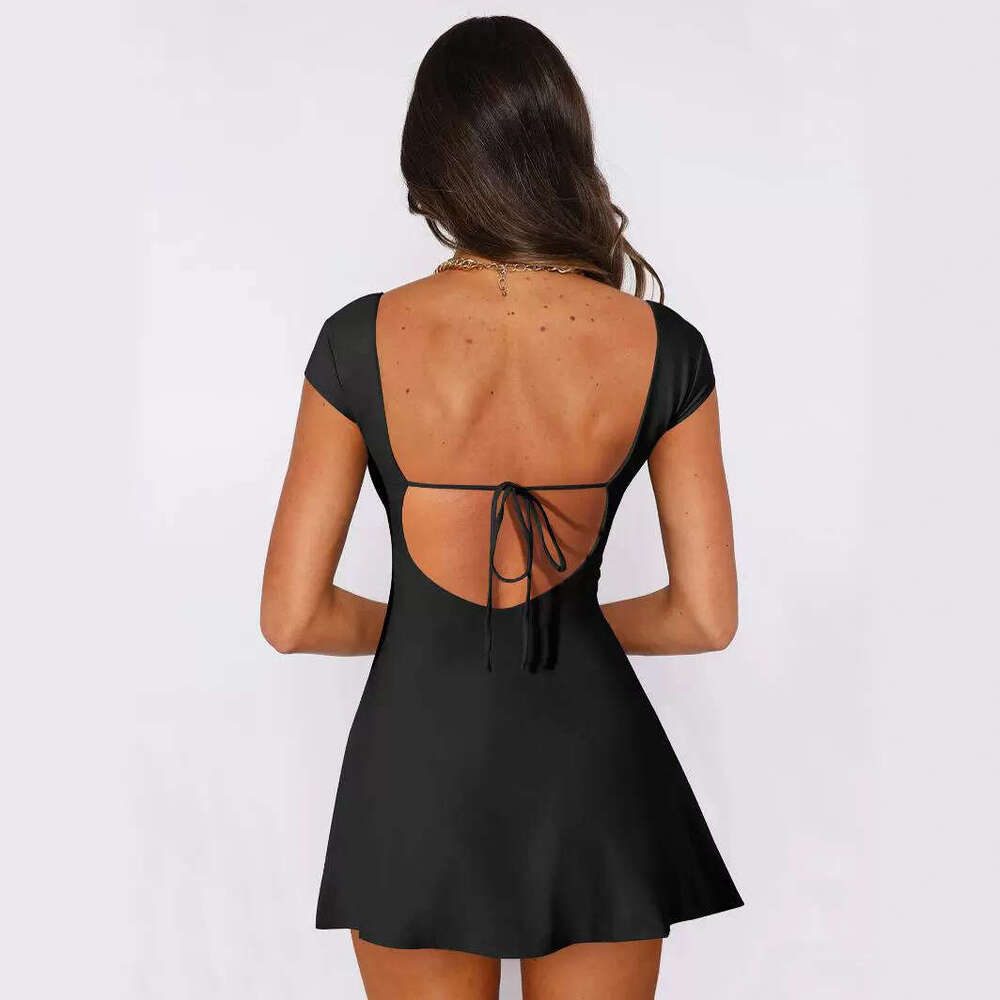 Women's Y2K Fashion Slim Short Backless Tie Strap Hot Girl One-Step Sexy Dress