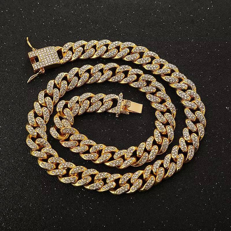 Men's jewelry necklace 12mm sier rose gold electroplated women's and men's hip hop chilled Miami Cuban chain