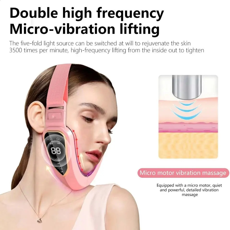 Device LED Pon Slimming Vibration Massager Heated Double Chin V Face Shaped Cheek Lift Belt Machine 250523