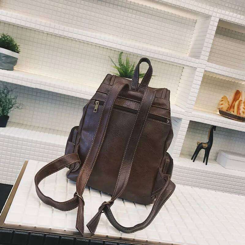 Designer Bag Vintage Women Backpack High Quality Leather School Bags For Teenage Girls Large Drawstring Backpacks Black Brown Rucksack XA H