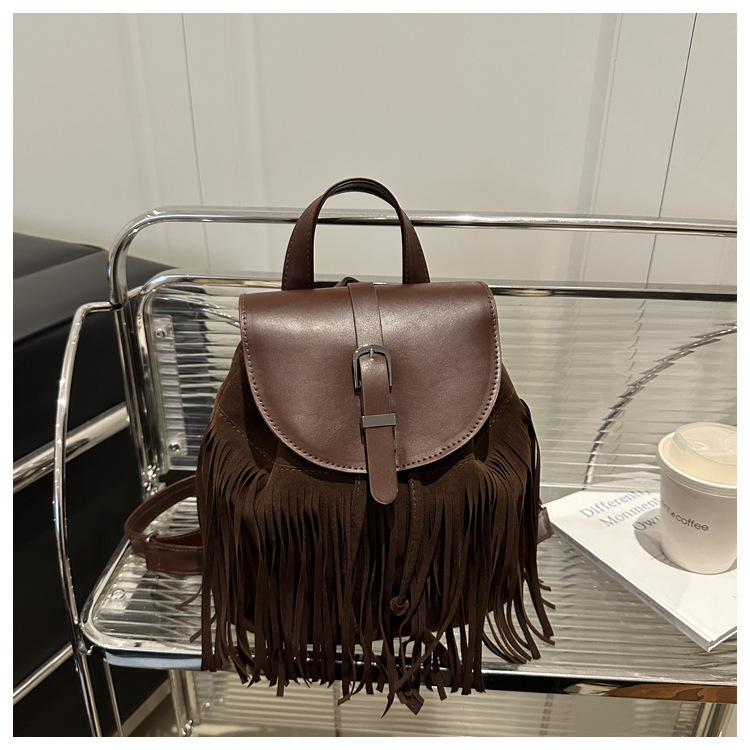 Free Shipping Designer Bag Simple Tassel Women 2025 New Model Students Commuting For Class Western Style Trendy Backpack