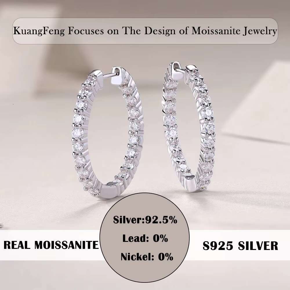 2.52CTW Moissanite Hoop Earrings 925 Sterling Silver 18K Gold Plated Double Row Sparkling Jewelry for Women Gift Daily Earrings
