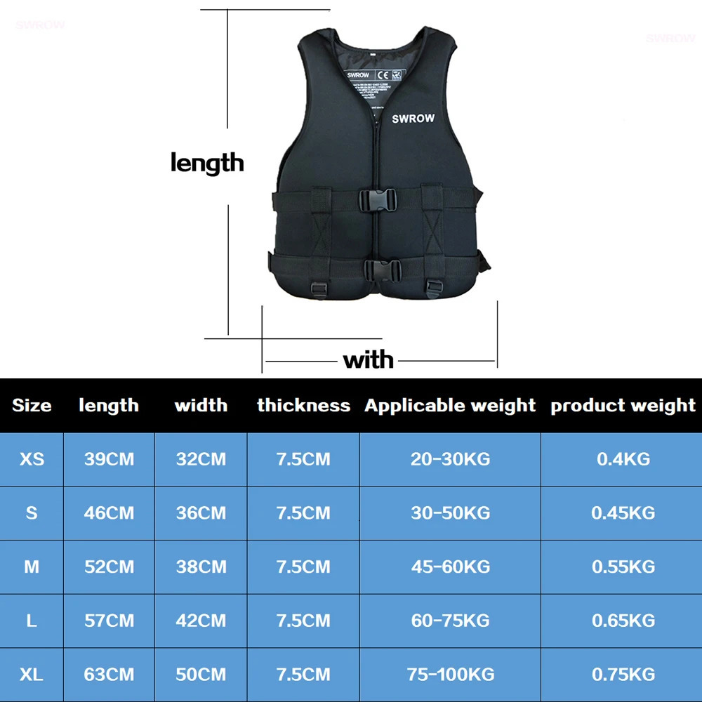 Neoprene Life Jacket for Adult Children Water Sport Buoyancy Jacket Life Vest Swimming Boating Skiing Driving Vest Drifting 250530