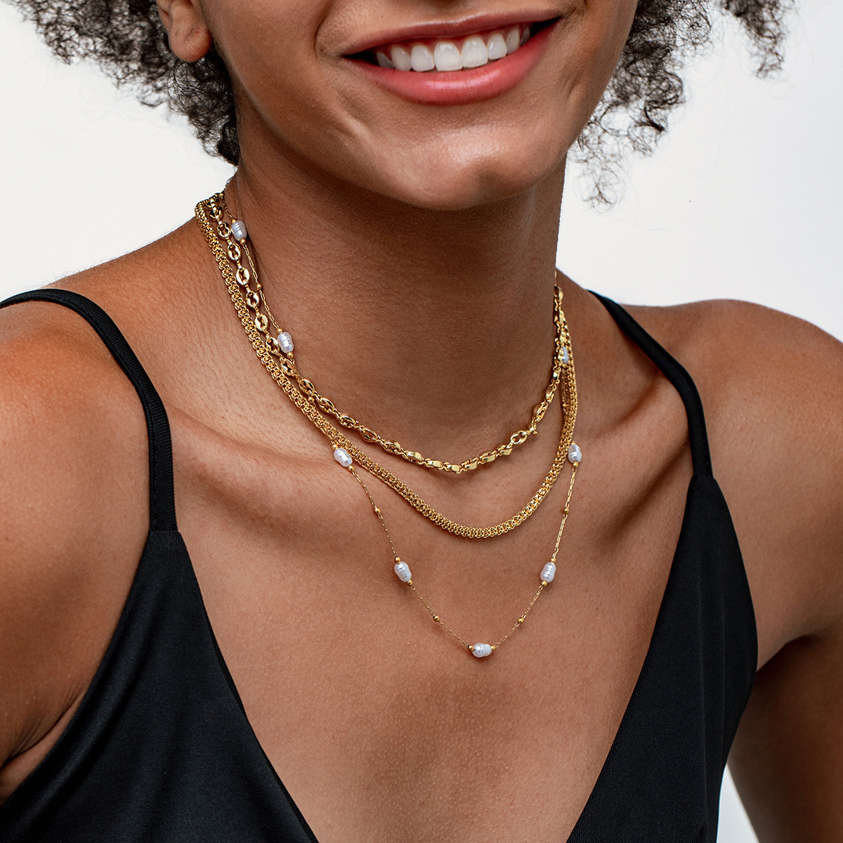 Metal Shell Layered Seed Bead Necklace for Women Ins Niche Pearl Beaded Choker