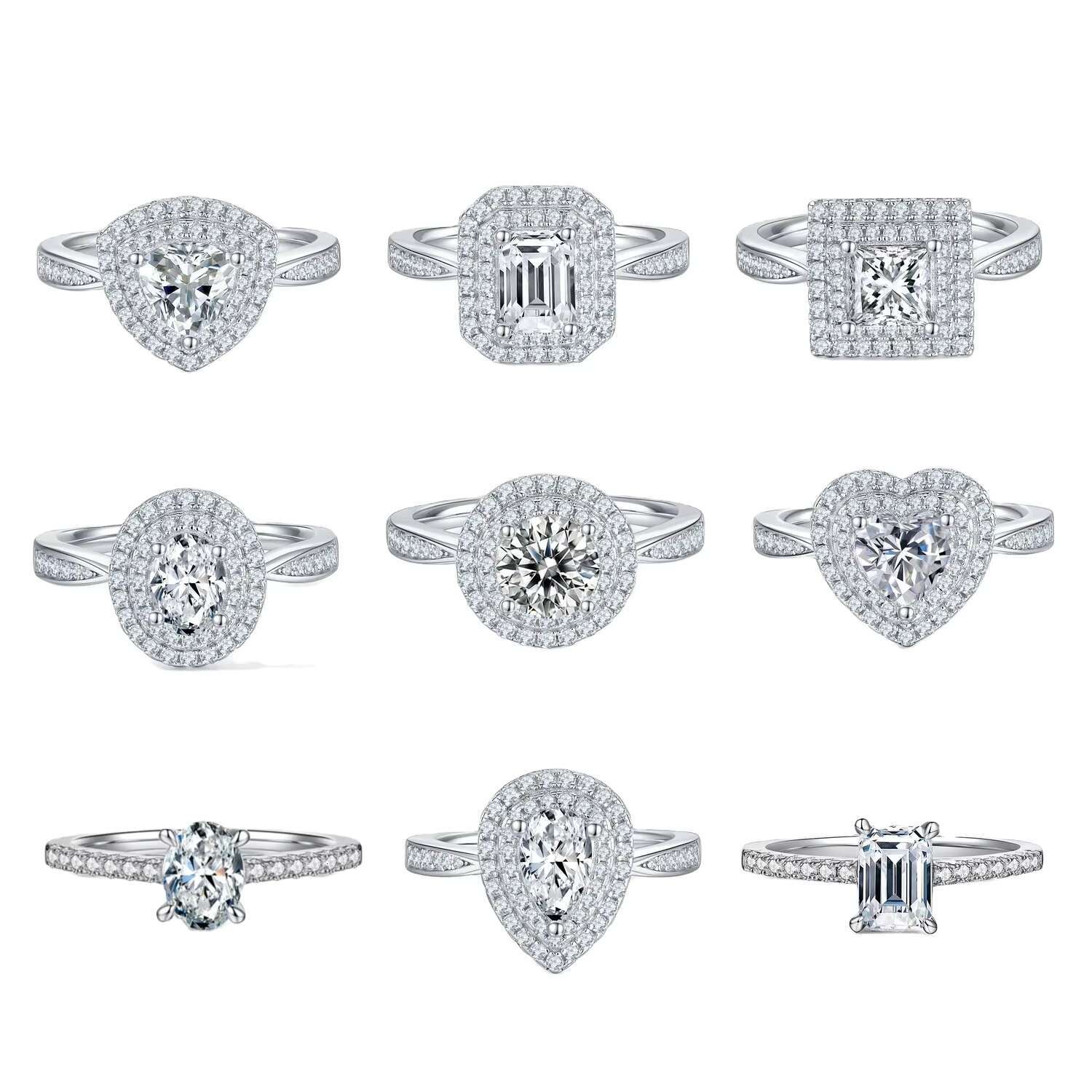 Fine Jewelry 5.0 CT VVS D Color Moissanite Wedding Ring 925 Sterling Silver for Engagement Party Designed for Women