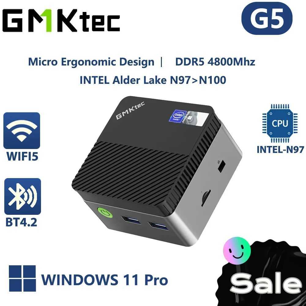 GMKtec G5 n97 mini pc Intel 12th N97 Windows 11 Pro Desktop DDR5 4800MT/s M.2 2242 SATA WiFi5 BT4.2 Protable diy gaming computer X250602
