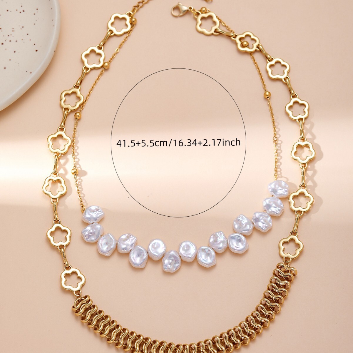 Imitation Pearl Splicing Necklace Women's Light Niche High-end Simple Elegant Collarbone Summer