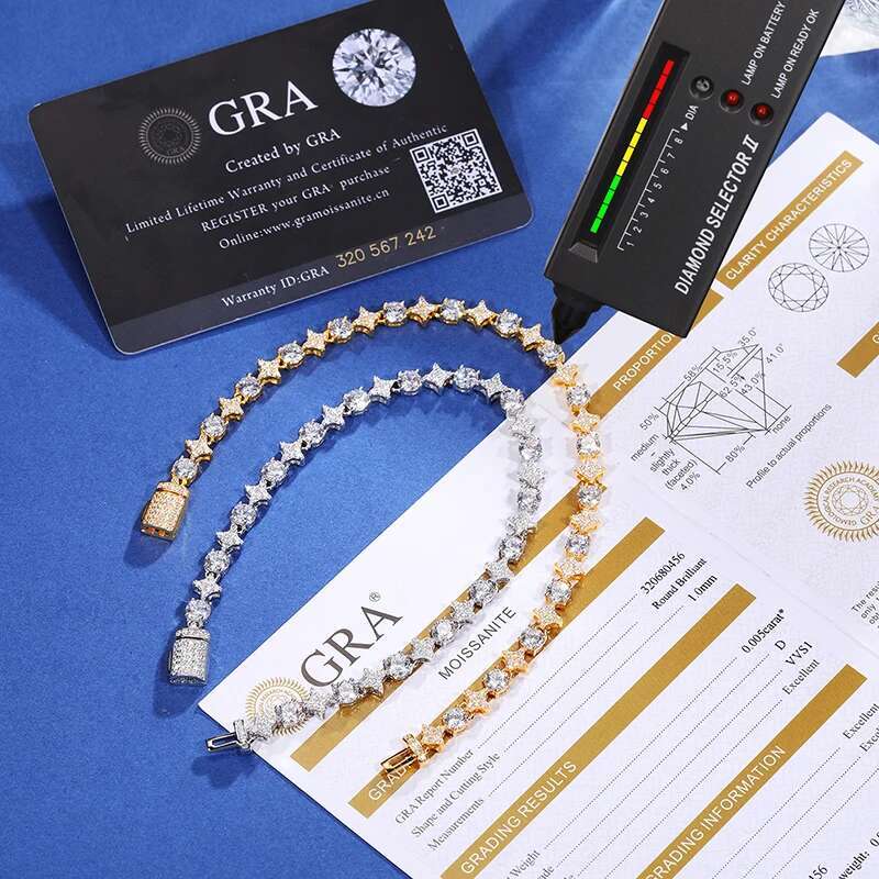 6mm Iced Out Bling Moissanite Bracelet 925 Sterling Silver For Women Exquisite Party Wedding Girlfriend Valentines Day Jewelry