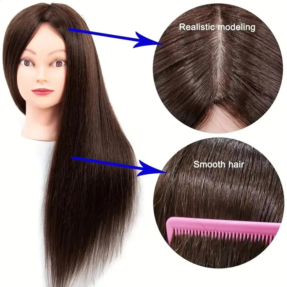 Professional Cosmetology Training Mannequin Head With Synthetic Fibre Hair For Styling And Braiding Beauty Doll Head With Stand 250529