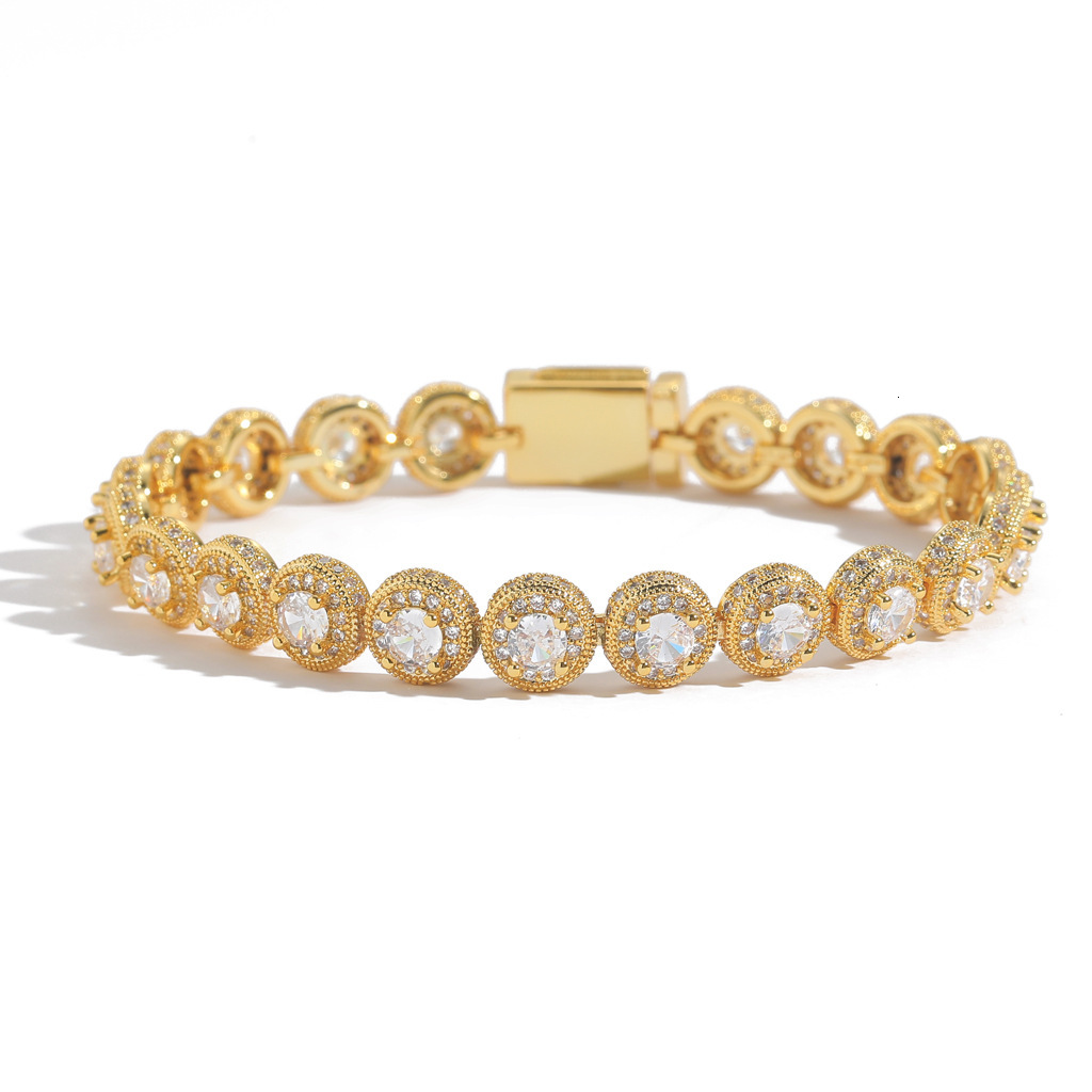 New 8mm Round Rock Candy Bracelet with Micro Paved Moissanite Trendy and Unique Hip-Hop Style for Men moissanite