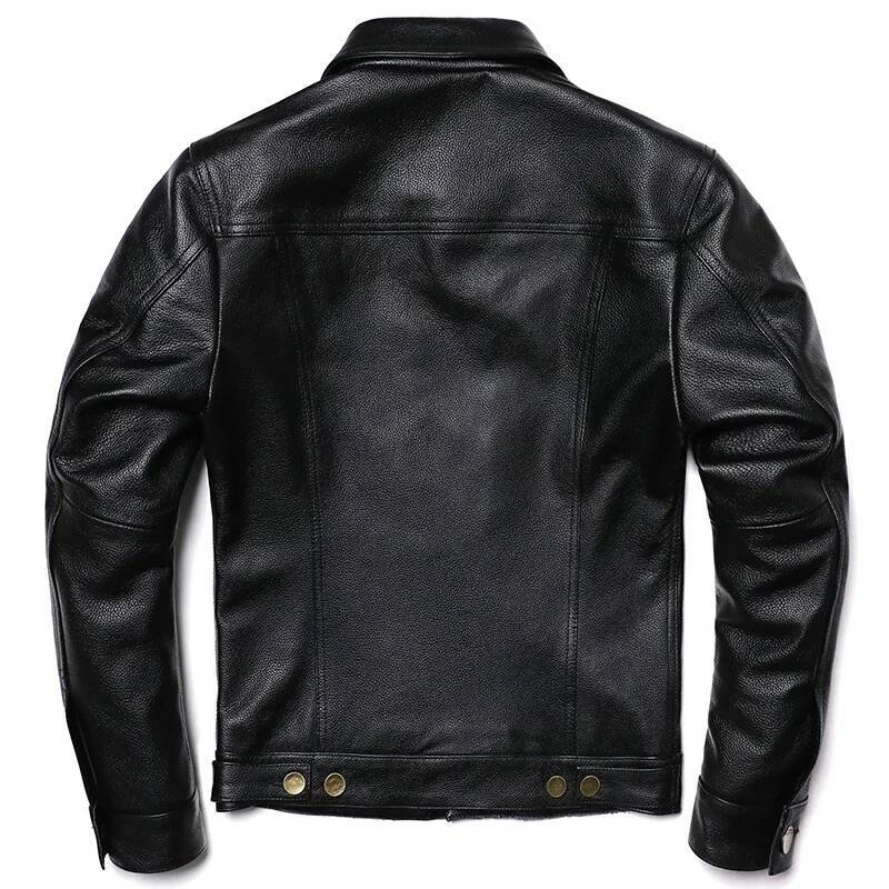 2025 New Cowboy Genuine Leather Jacket Men's Natural Cowhide Slim Short Coat Casual Style Single Breasted Fashion Clothes