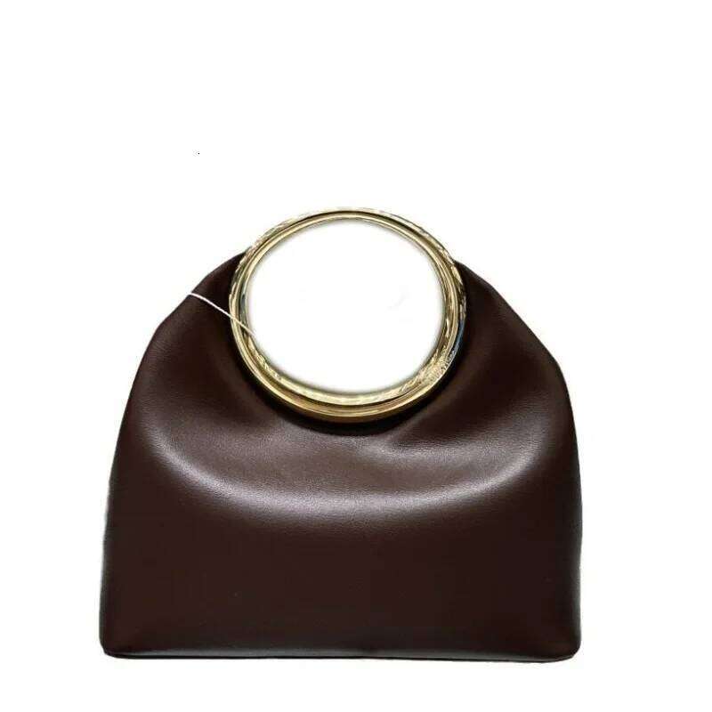 New Fashionable Leather Ring Handbag, Top Layer Cowhide Crossbody Women's Bag, European And American Style