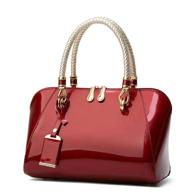 2024 Fashion New Blue Red Black Beige Pink Bags for Women Sac De Luxe Femme Designer Handbag Shiny Leather Boston Bag