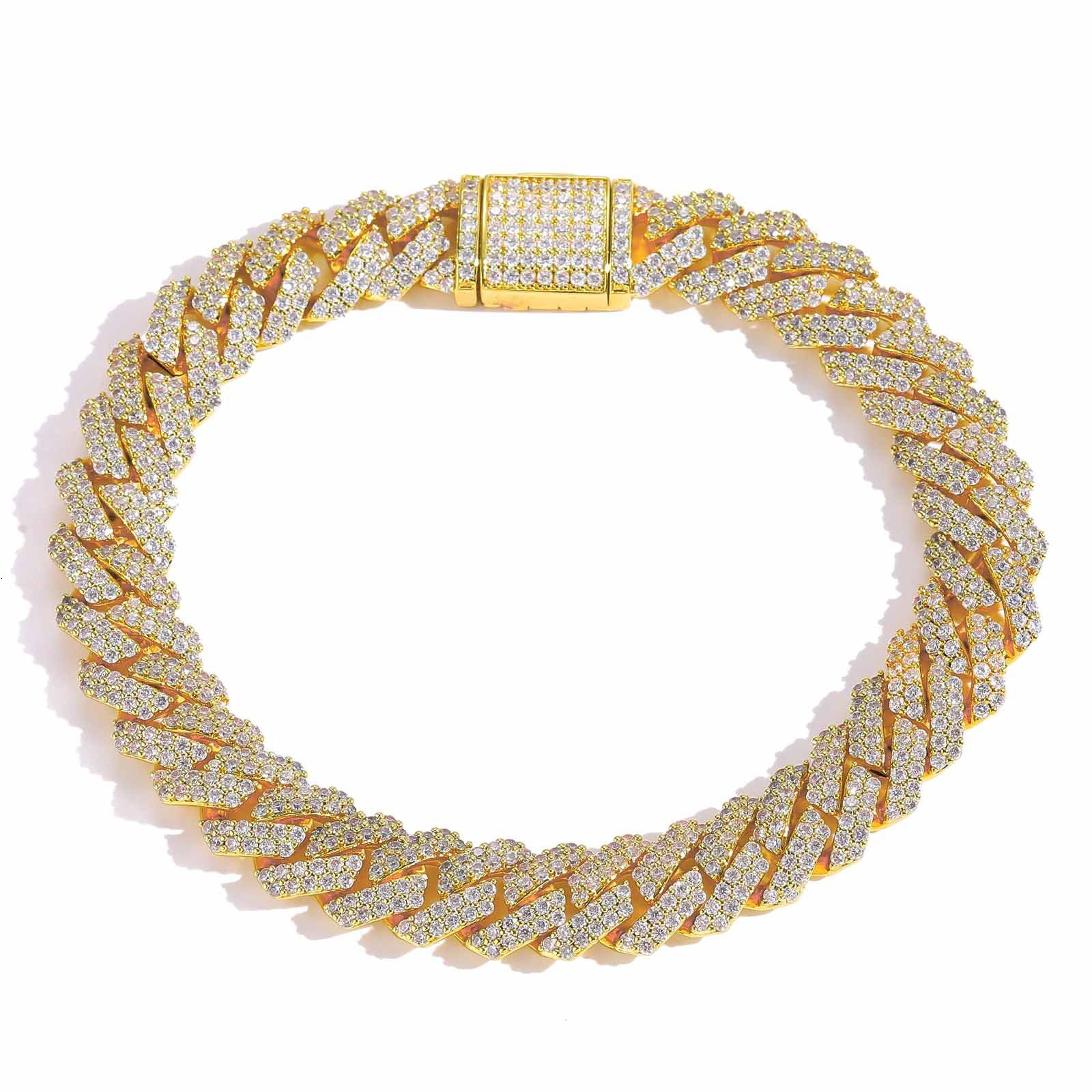 Hip hop 10mm diamond Cuban chain inlaid with Moissanite mens bracelet trendy brand personalized Moissanite bracelet moissanite