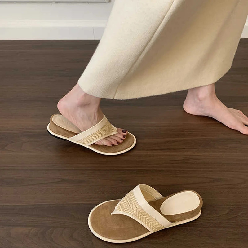 Summer Women Wedges Heel Clip Toe Slippers Outdoor Casual Beach Vacation Slide Ladies Fashion Bohemia Style Flip Flop 250528