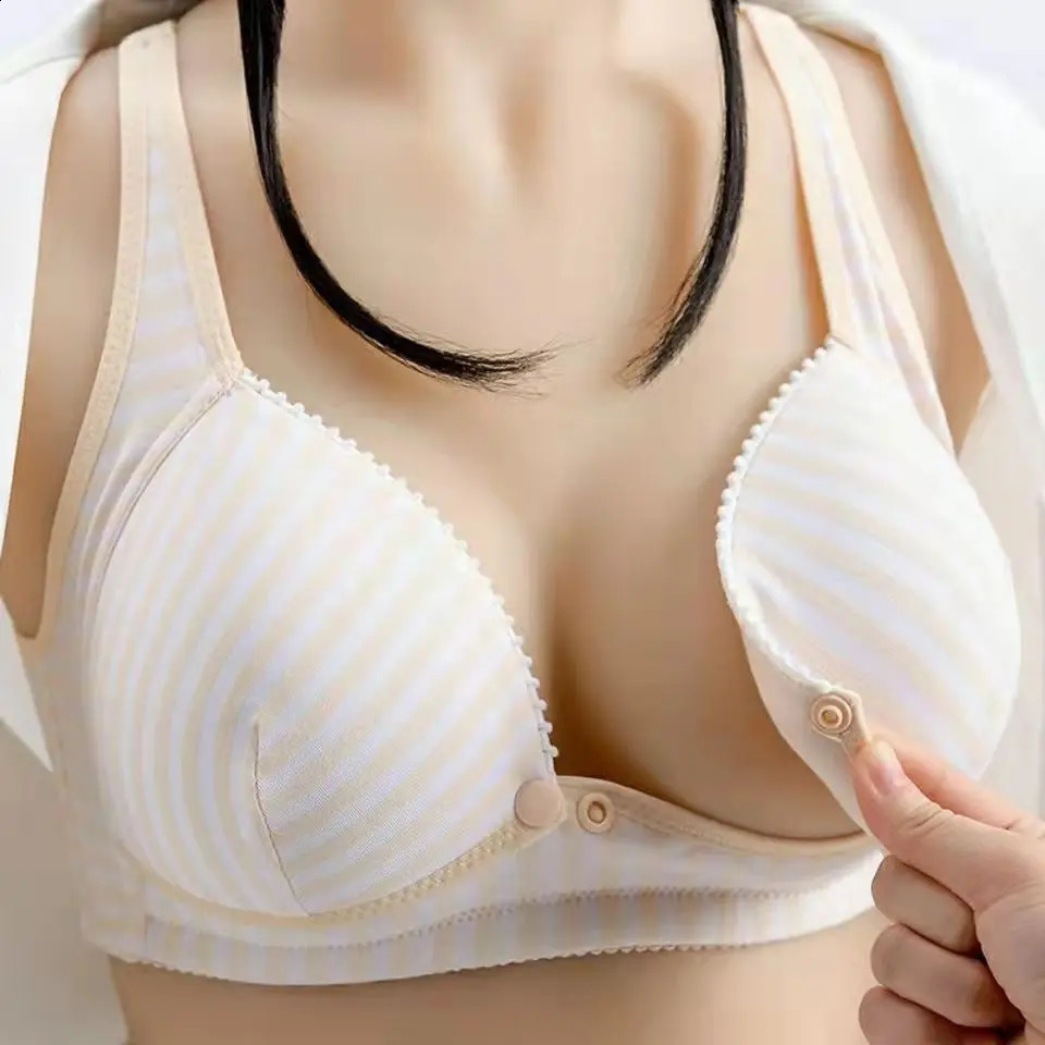 Breastfeeding Female Mom Bra Thin Mold Cup Comfortable and Soft Postpartum Breastfeeding Without Steel Ring Bra 250530